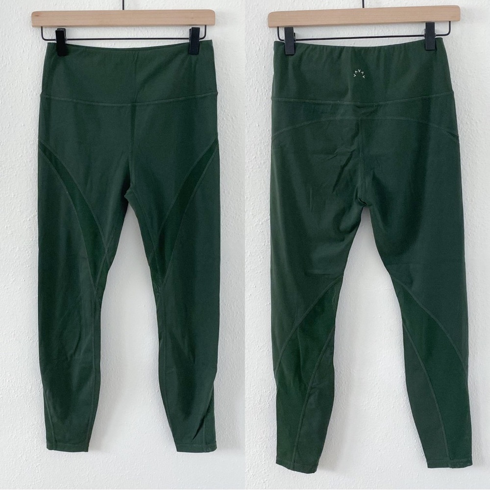 Varley Mesh Stripe Deep Kelly Green High Rise Leggings Size Small